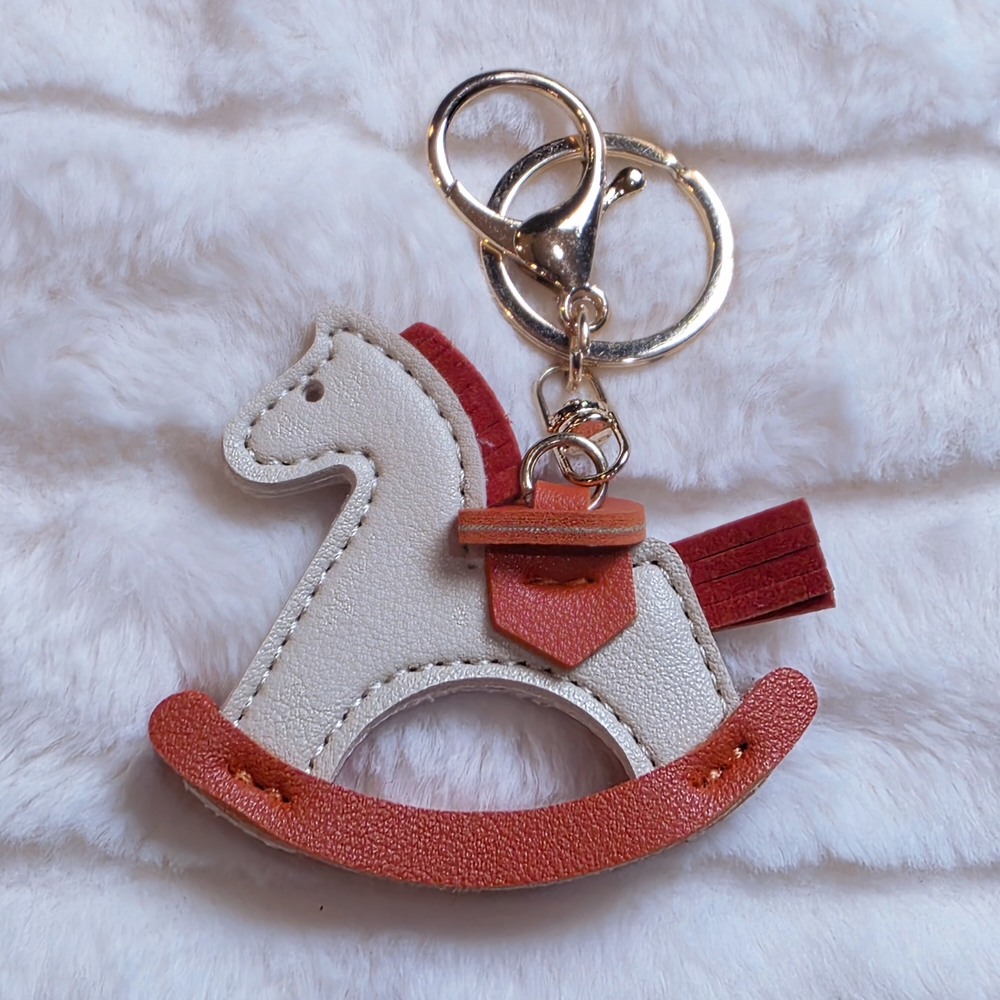Rocking Horse Keychain with Gold Accents